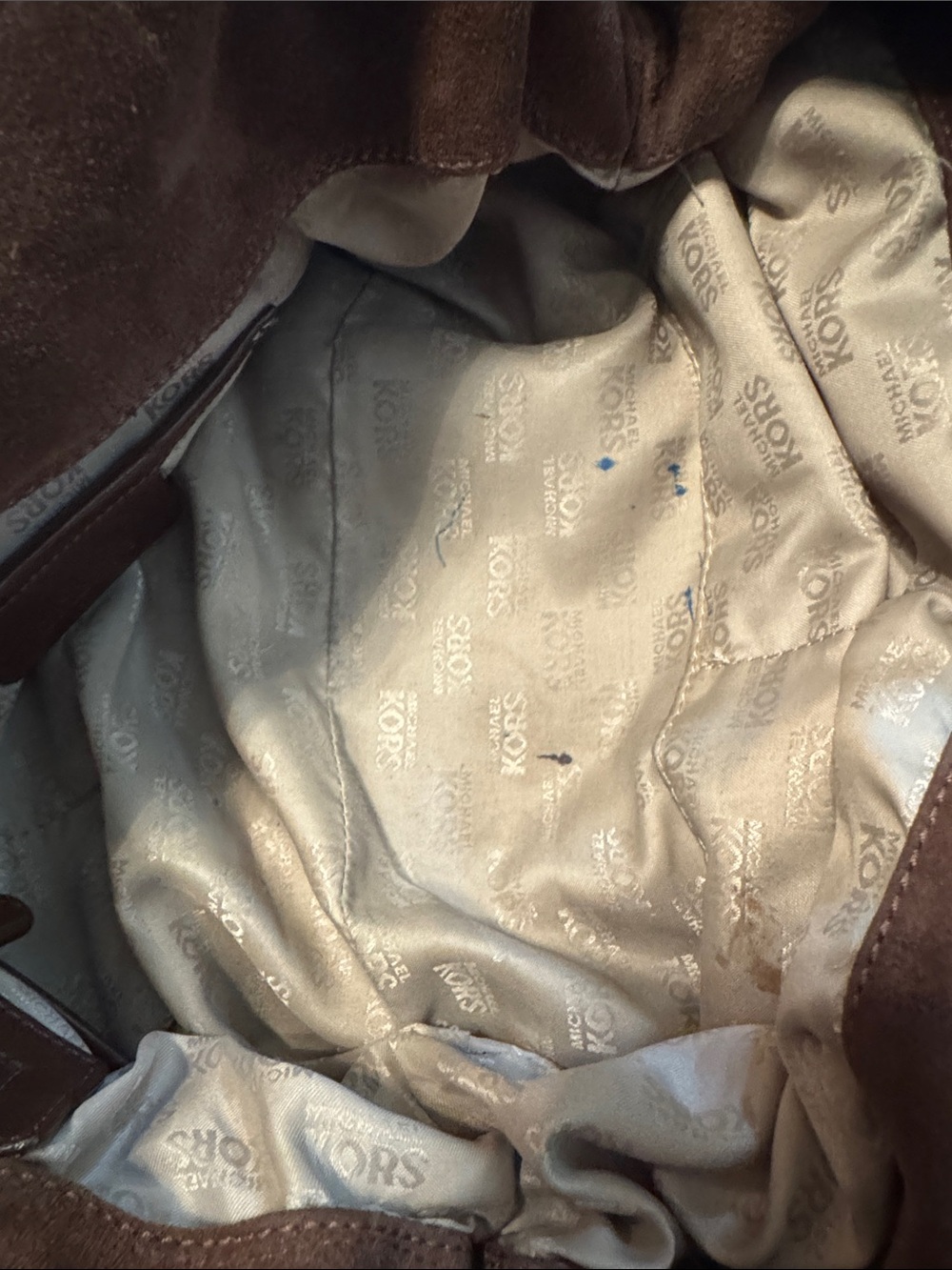 Michael Kors Chocolate Brown Suede Hobo Bag with Gold Hardware - Picture 4 of 4